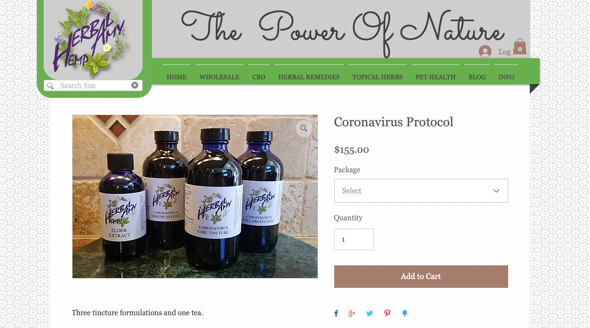 Essential oils marketed as “Coronavirus Protocol”