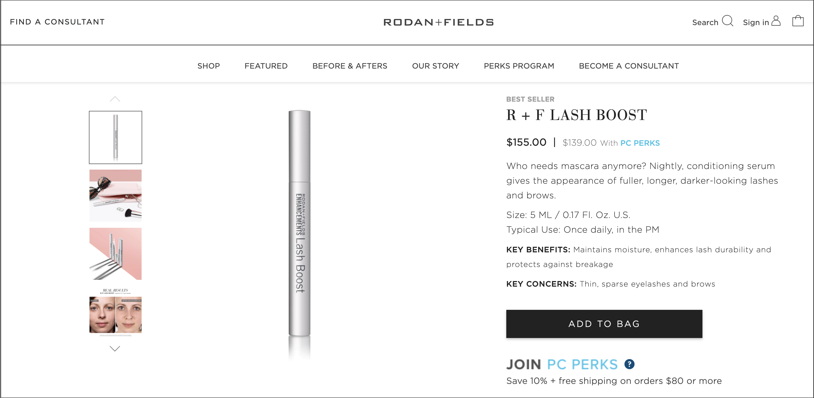 rodan + fields eyelash serum online listing
