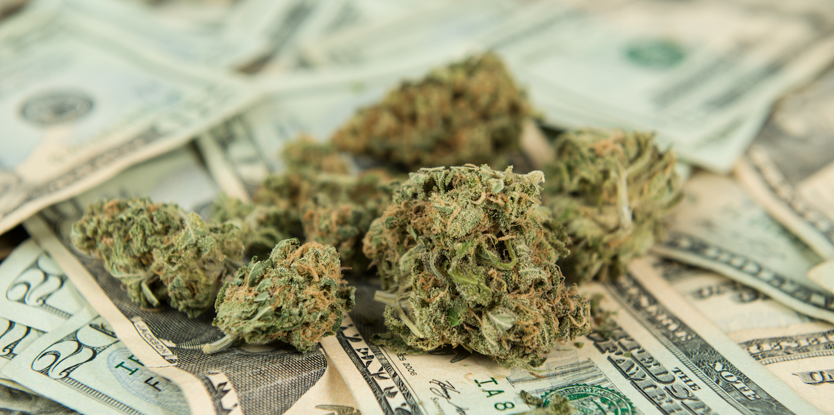 Retail Marijuana Concept marijuana on money